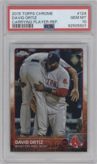 David Ortiz from the 2015 Topps Chrome set graded by PSA and given an overall grade of 10.