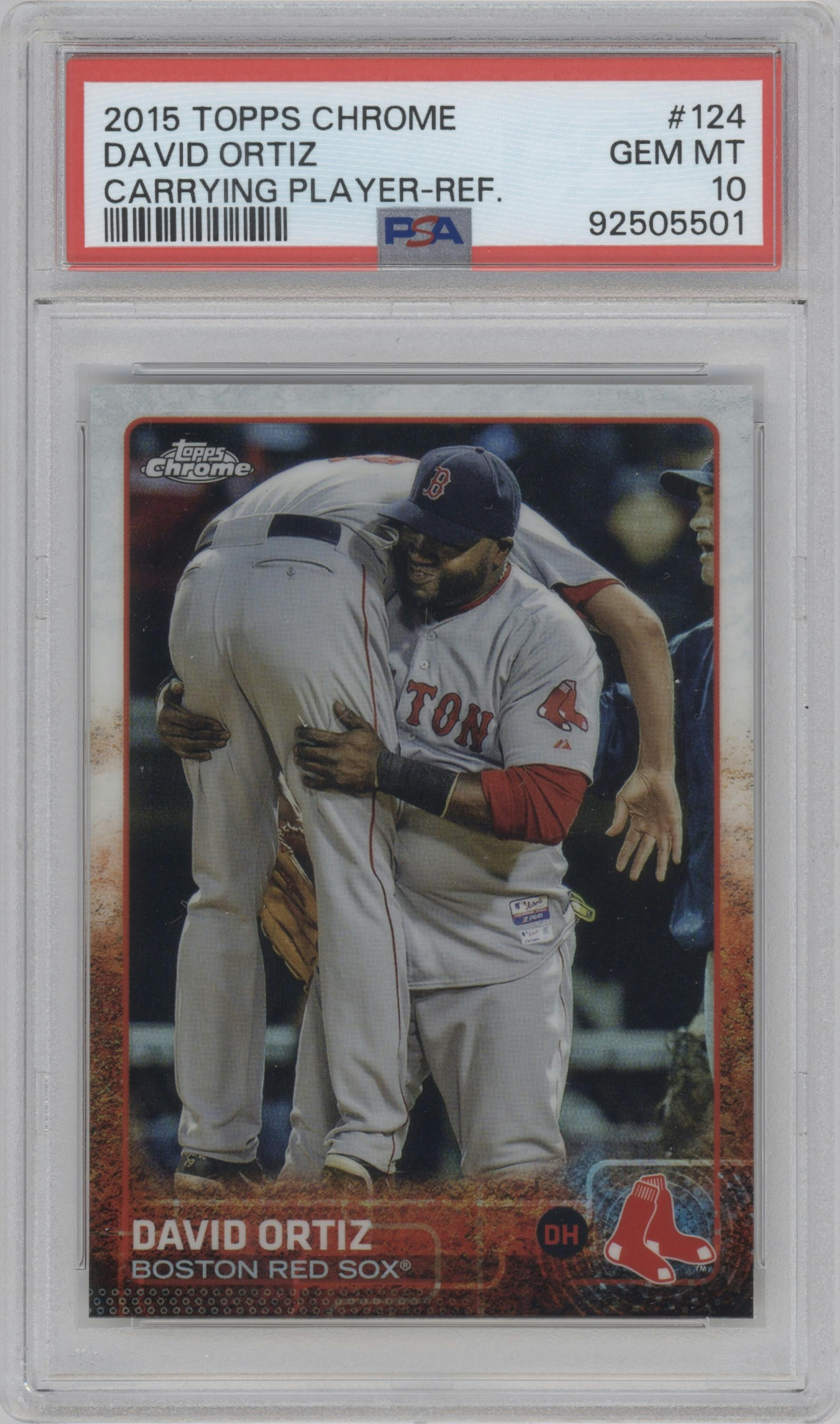 David Ortiz from the 2015 Topps Chrome set graded by PSA and given an overall grade of 10.