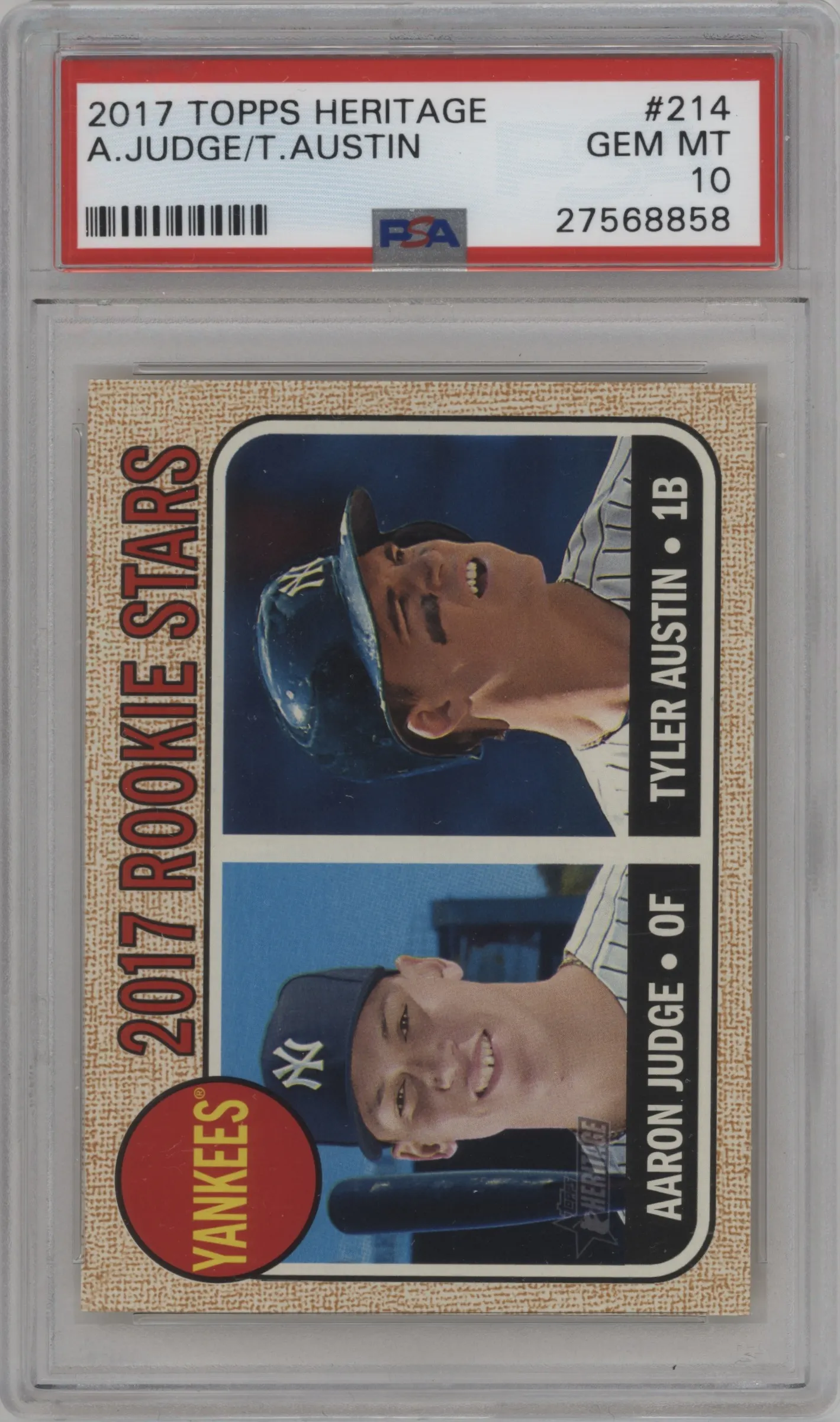 2017 Topps Heritage Rke.Stars Aaron Judge/Tyler Austin PSA 10