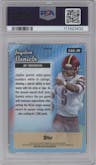Jayden Daniels from the 2024 Topps Chrome set featuring a Refractor parallel graded by PSA and given an overall grade of 10.