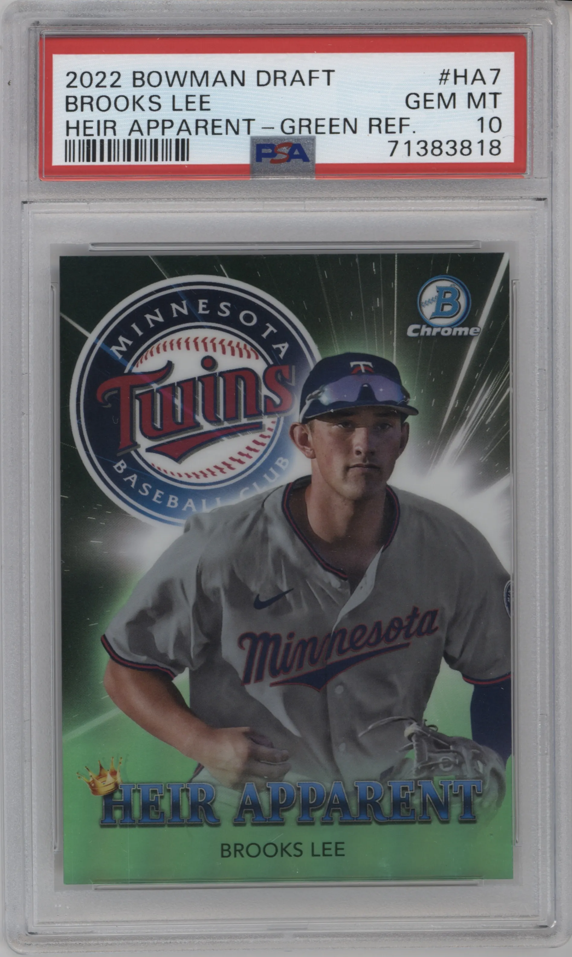 2022 Bowman Draft Heir Apparent Brooks Lee Green PSA 10