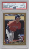 George Springer from the 2014 Topps Update set featuring a Gold parallel graded by PSA and given an overall grade of 10.