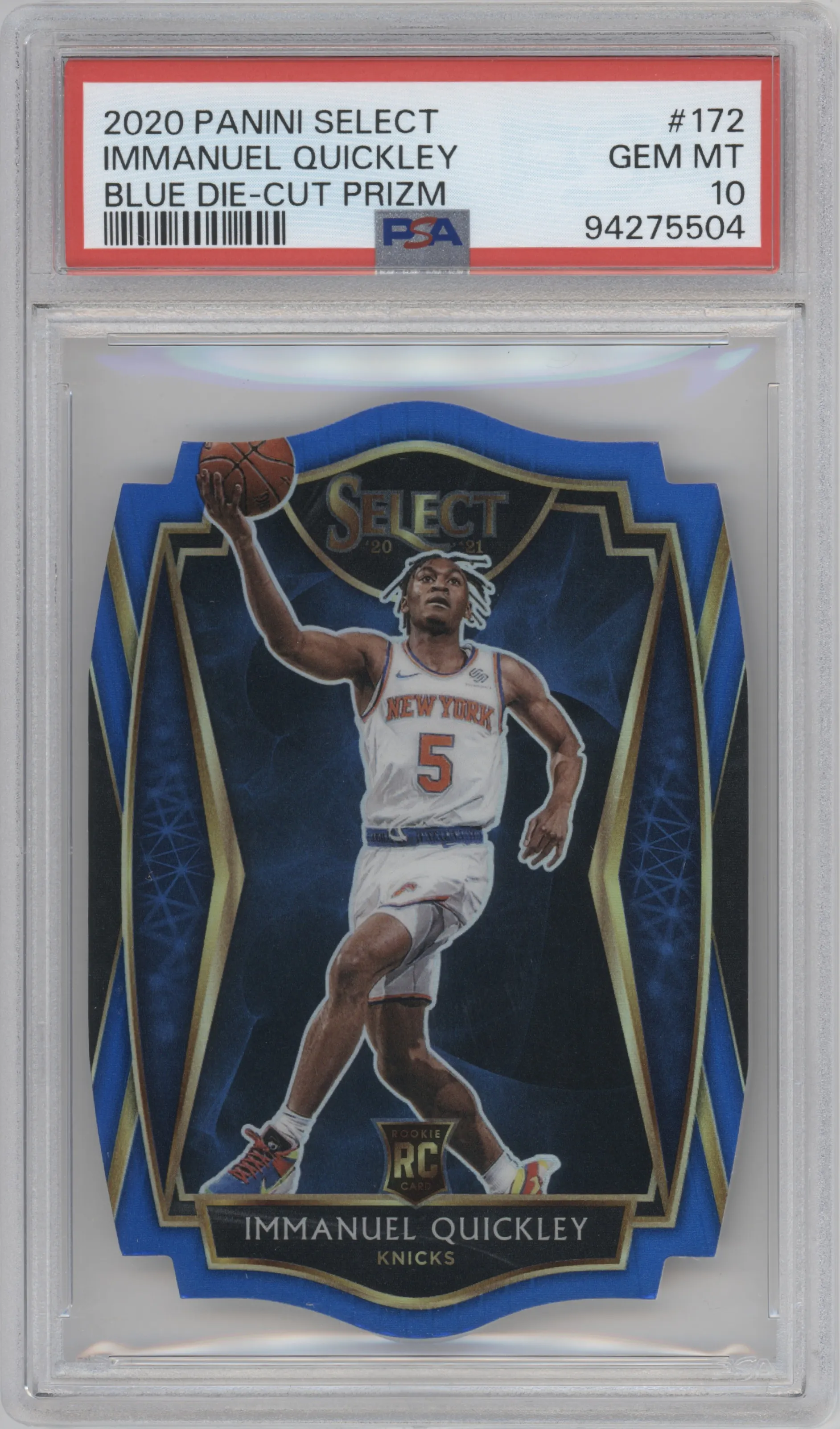 2020 Panini Select Pre.Lvl. Immanuel Quickley Die-Cut Blue PSA 10