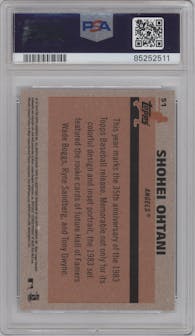 Shohei Ohtani from the 2018 Topps Silver Pack set graded by PSA and given an overall grade of 10.