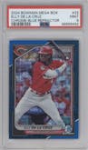 Elly De La Cruz from the 2024 Bowman Mega Box set featuring a Blue Refractor parallel graded by PSA and given an overall grade of 9.