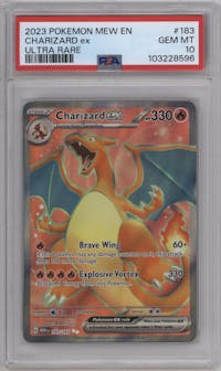 Charizard ex from the 2023 Pokemon SV set graded by PSA and given an overall grade of 10.