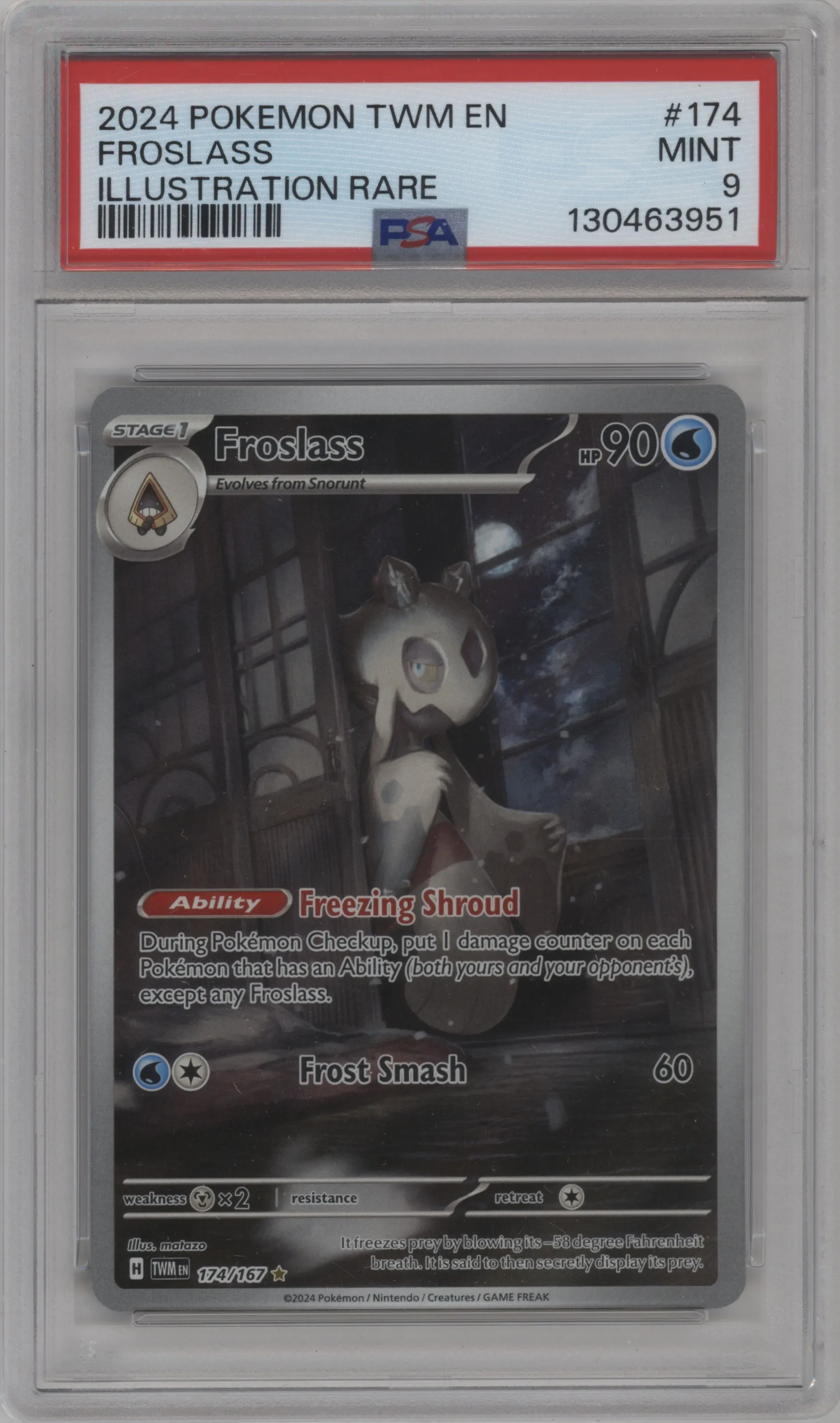 2024 Pokemon SV Twilight Masquerade Froslass #174 PSA 9
