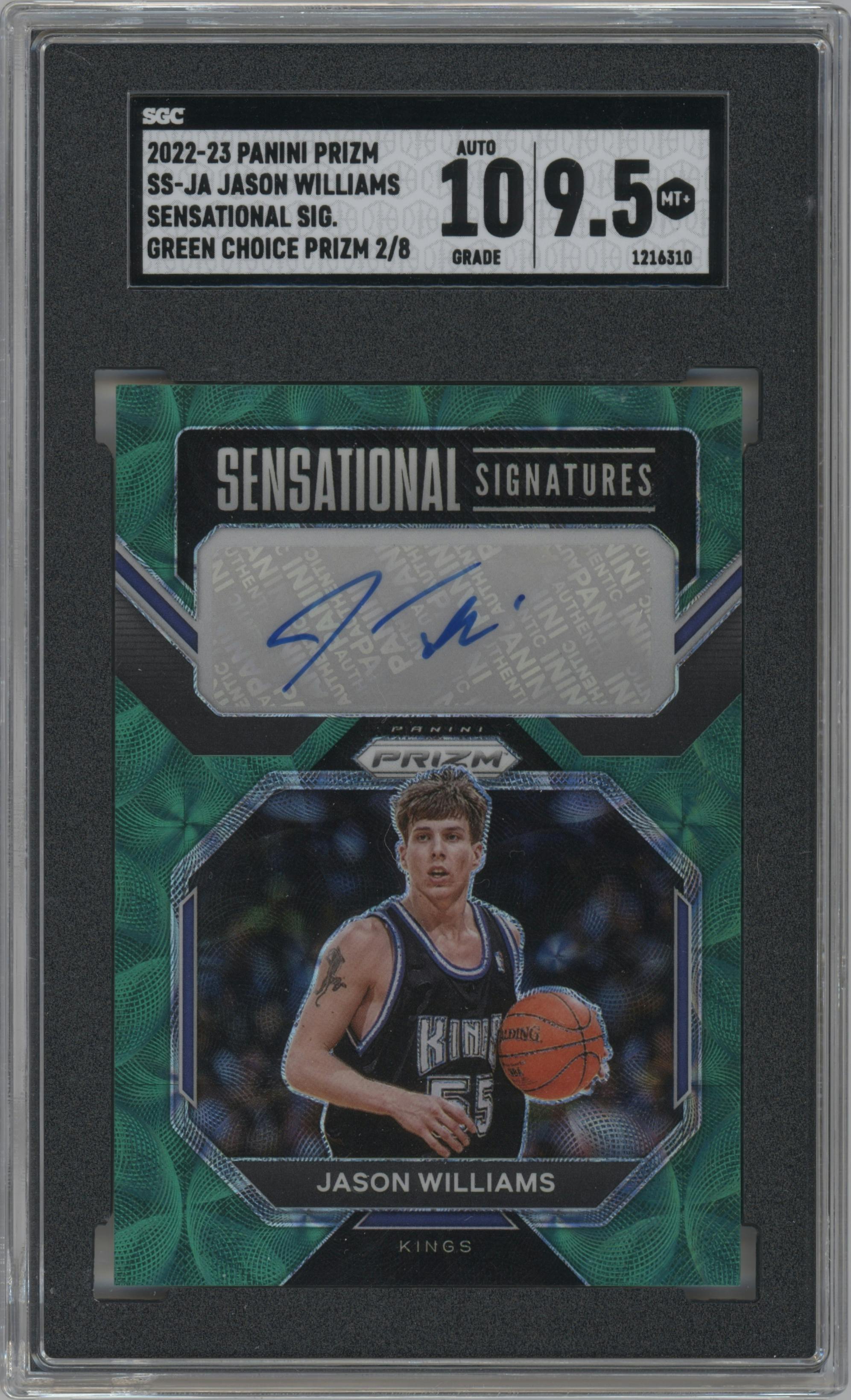 Jason Williams from the 2022-23 Panini Prizm  set featuring a Green Choice parallel graded by SGC and given an overall grade of 9.5.