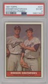 Sandy Koufax/Johnny Podres from the 1961 Topps set graded by PSA and given an overall grade of 6.