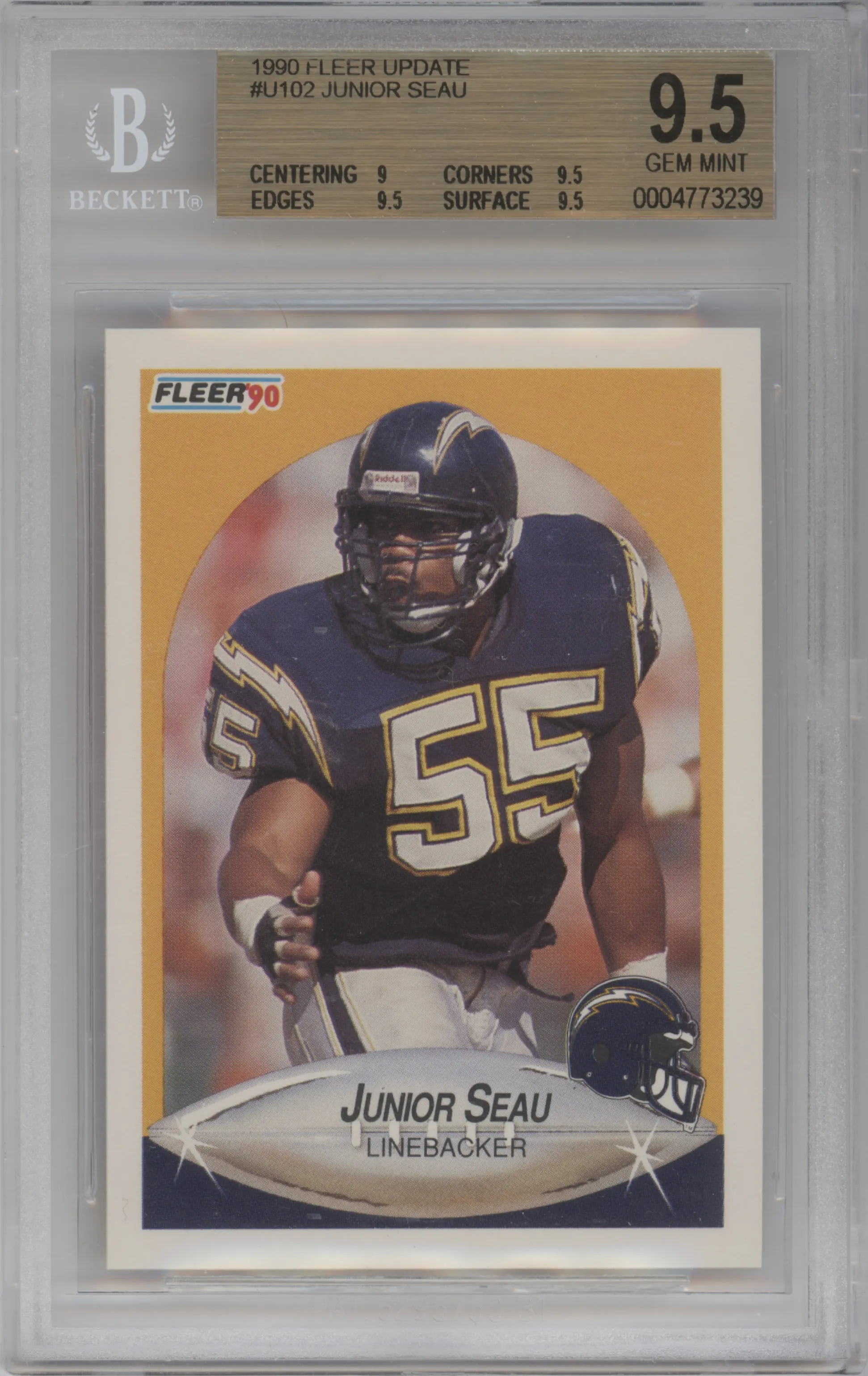 1990 Fleer Update Junior Seau BGS 9.5