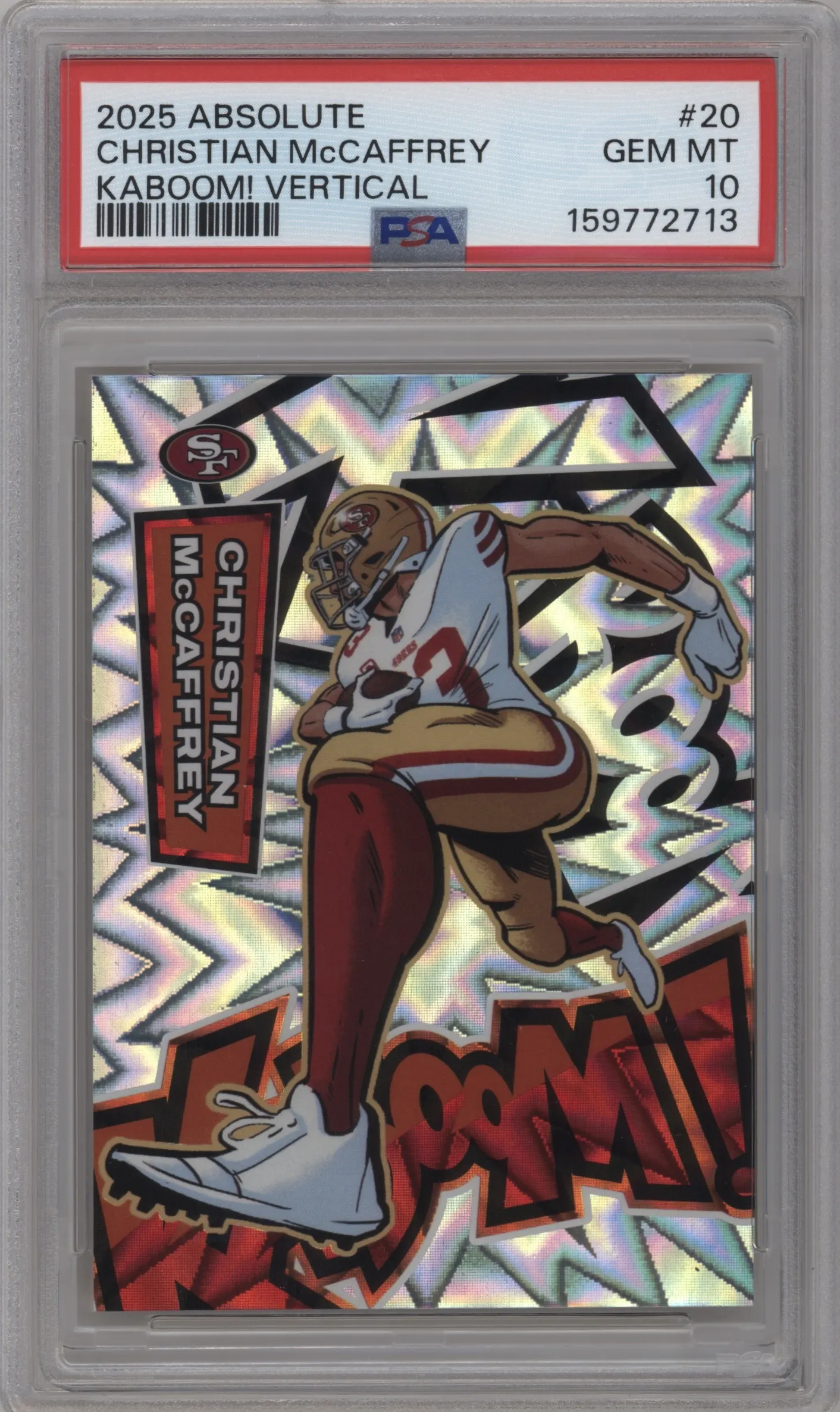 2025 Panini Absolute Kaboom! Vertical Christian McCaffrey #20 PSA 10