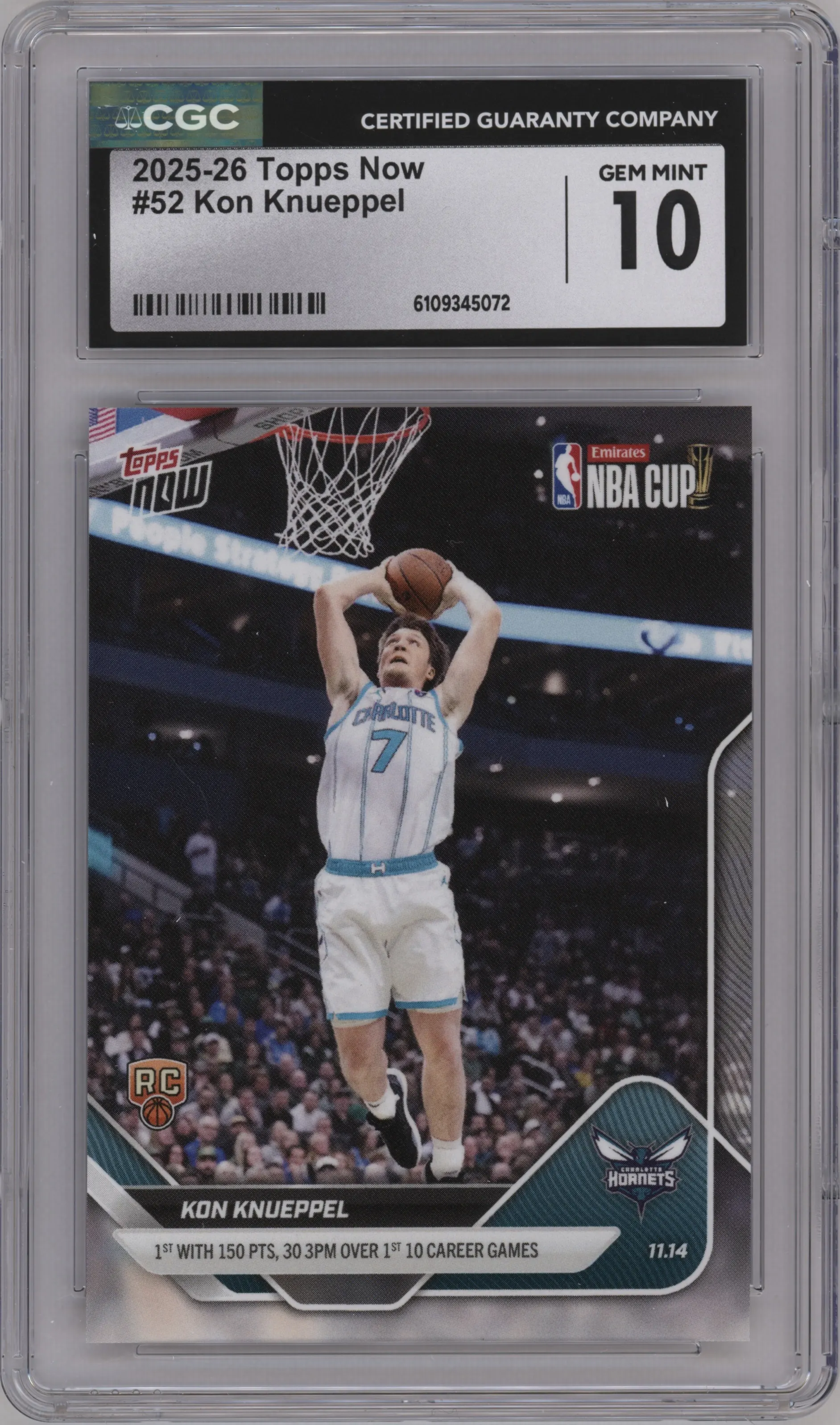 2025 Topps Now Kon Knueppel #52 CGC 10