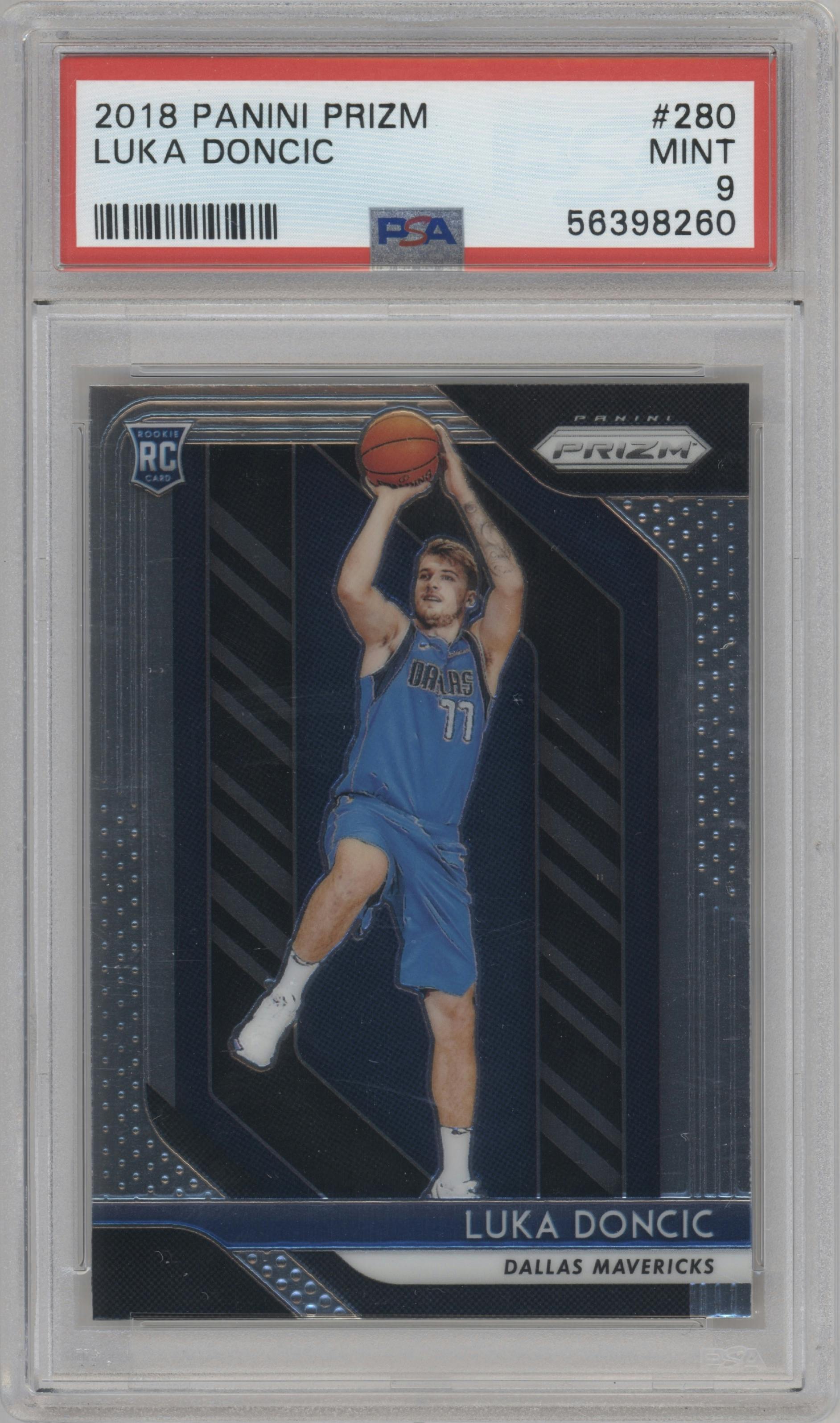 Luka Doncic from the 2018-19 Panini Prizm set graded by PSA and given an overall grade of 9.