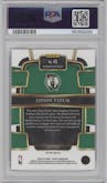 Jayson Tatum from the 2023-24 Panini Select  set featuring a Green White Purple Prizm parallel graded by PSA and given an overall grade of 10.