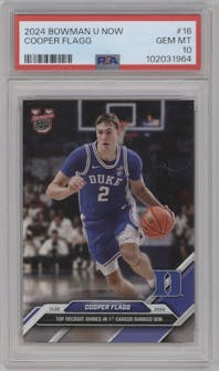 Cooper Flagg from the 2024-25 Bowman U Now set graded by PSA and given an overall grade of 10.