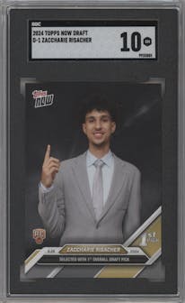 Zaccharie Risacher from the 2024-25 Topps Now set graded by SGC and given an overall grade of 10.