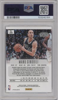 Manu Ginobili from the 2023-24 Panini Prizm Deca set featuring a Mojo parallel graded by PSA and given an overall grade of 10.