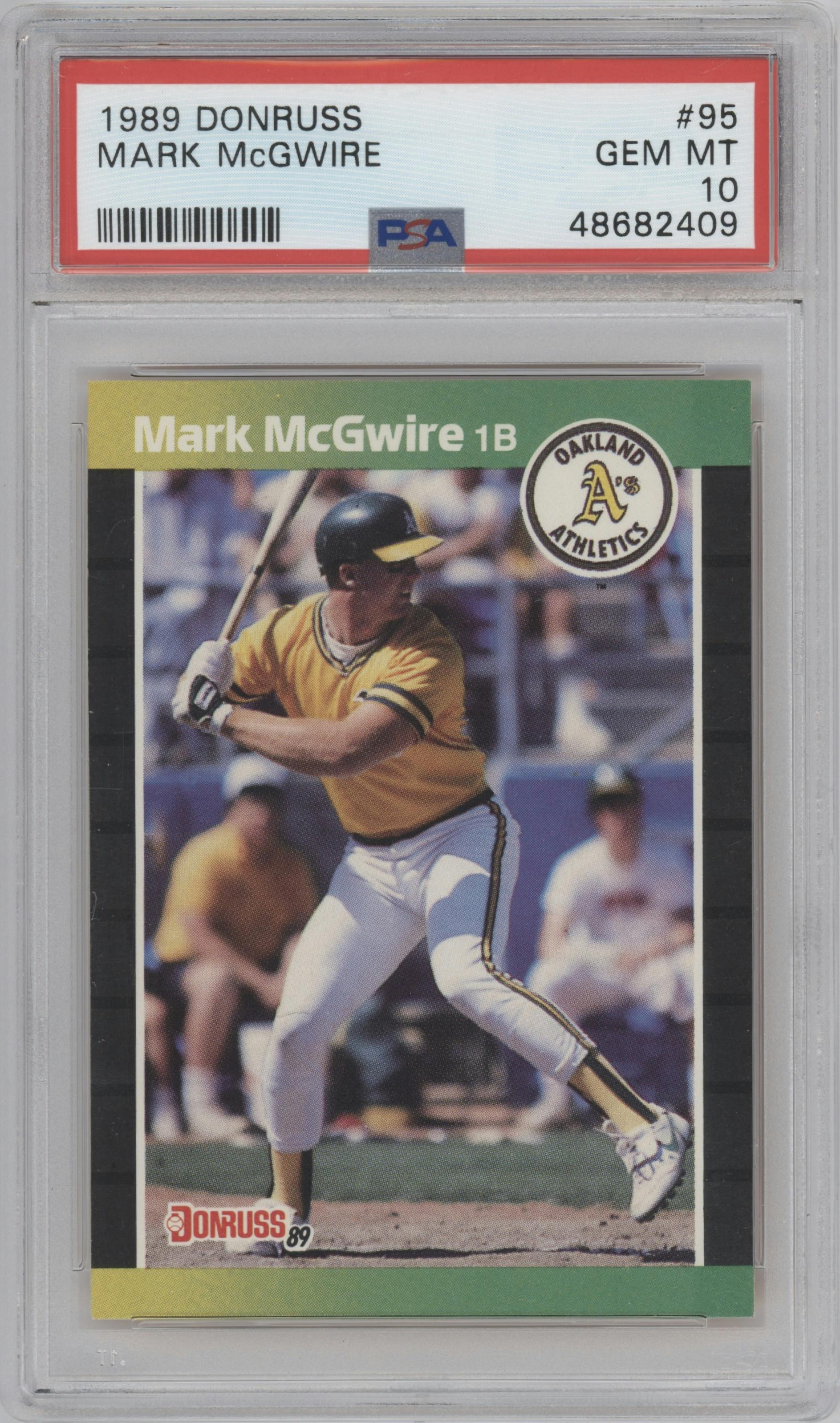 Mark McGwire from the 1989 Donruss set graded by PSA and given an overall grade of 10.
