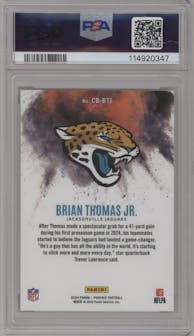 Brian Thomas Jr. from the 2024 Panini Phoenix set graded by PSA and given an overall grade of 10.