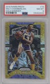 Wilt Chamberlain from the 2019-20 Panini Prizm set featuring a Gold Shimmer parallel graded by PSA and given an overall grade of 8.
