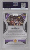 Wilt Chamberlain from the 2019-20 Panini Prizm set featuring a Gold Shimmer parallel graded by PSA and given an overall grade of 8.