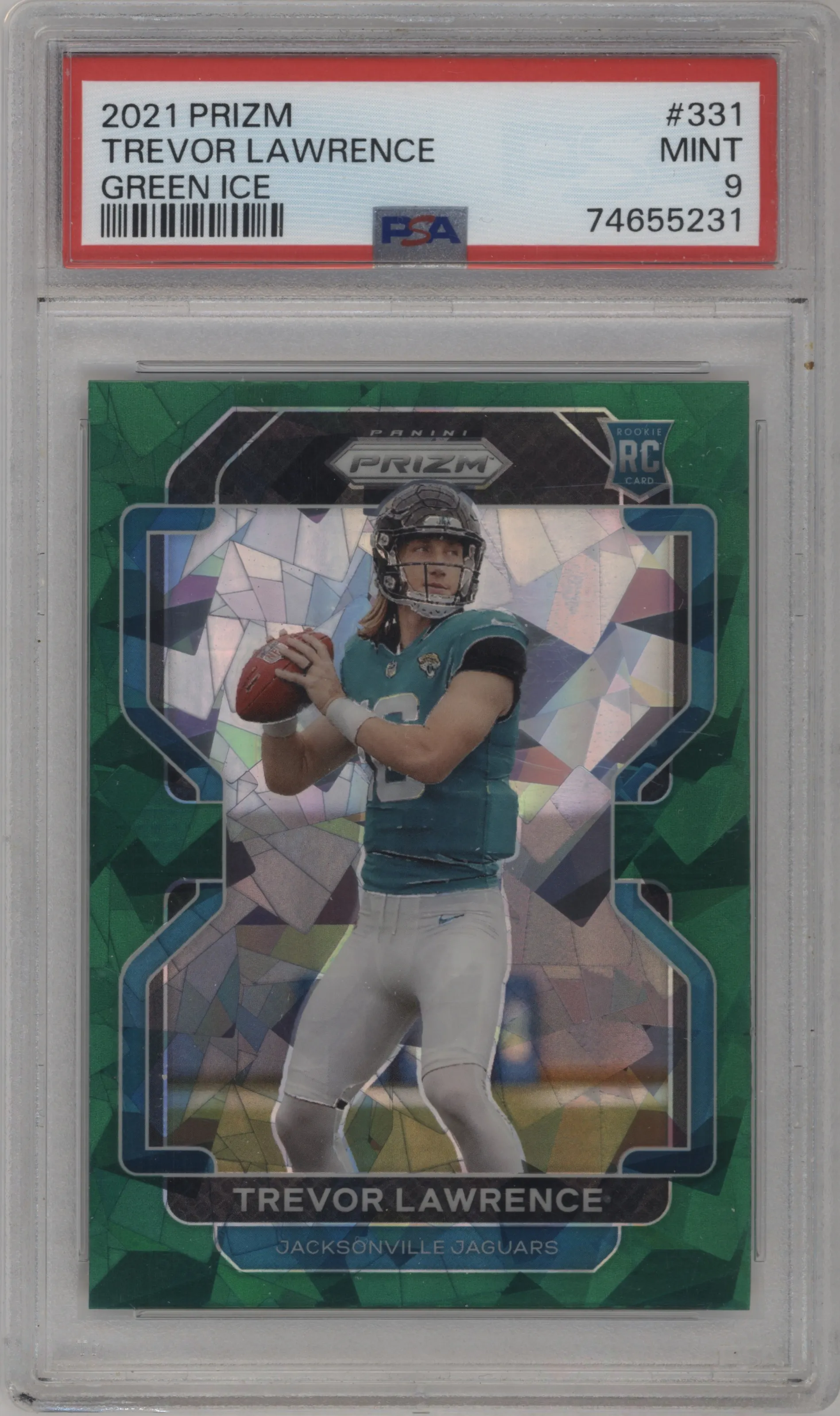 2021 Panini Prizm Trevor Lawrence Green Ice PSA 9