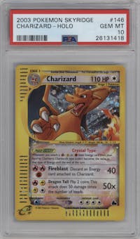 Charizard from the 2003 Pokemon E-CARD set graded by PSA and given an overall grade of 10.