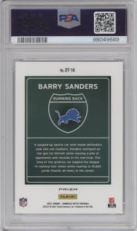 Barry Sanders  from the 2021 Panini Donruss Optic set graded by PSA and given an overall grade of 10.