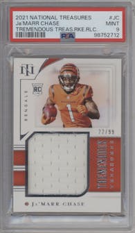 Ja'Marr Chase from the 2021 Panini National Treasures set graded by PSA and given an overall grade of 9.