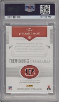 Ja'Marr Chase from the 2021 Panini National Treasures set graded by PSA and given an overall grade of 9.