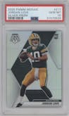 Jordan Love from the 2020 Panini Mosaic set featuring a Silver parallel graded by PSA and given an overall grade of 10.
