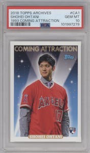 Shohei Ohtani from the 2018 Topps Archives set graded by PSA and given an overall grade of 10.