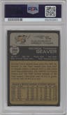 Tom Seaver from the 1973 Topps set graded by PSA and given an overall grade of 8.