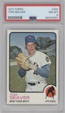 Tom Seaver from the 1973 Topps set graded by PSA and given an overall grade of 8.