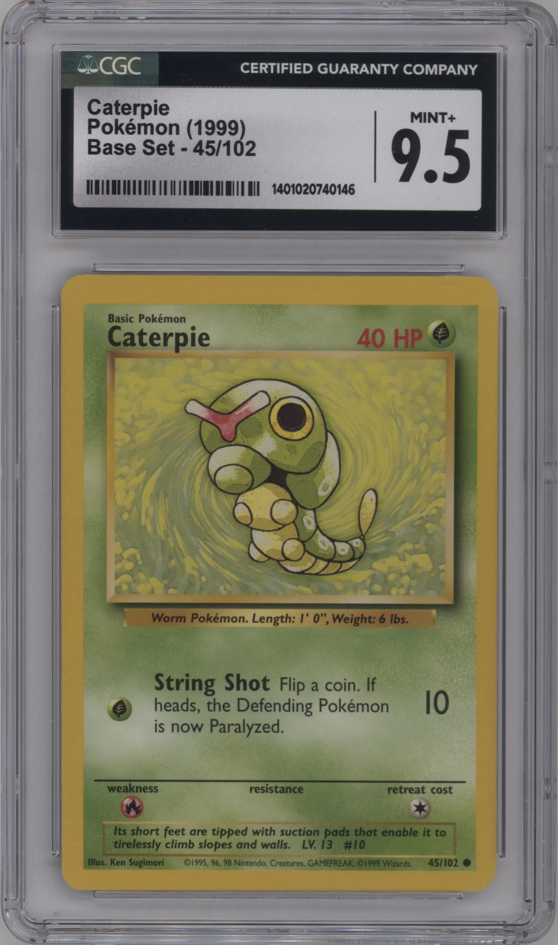 1999 Pokemon Base Set Caterpie #45 CGC 9.5