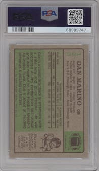 Dan Marino from the 1984 Topps set graded by PSA and given an overall grade of 8.