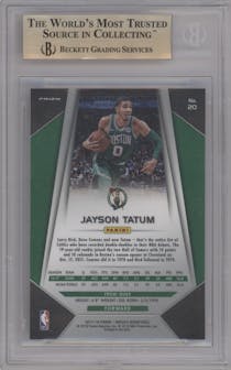 Jayson Tatum from the 2017-18 Panini Mosaic Prizm  set graded by Beckett and given an overall grade of 9.5.