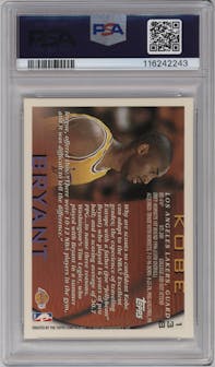 Kobe Bryant  from the 1996-97 Topps set graded by PSA and given an overall grade of 9.