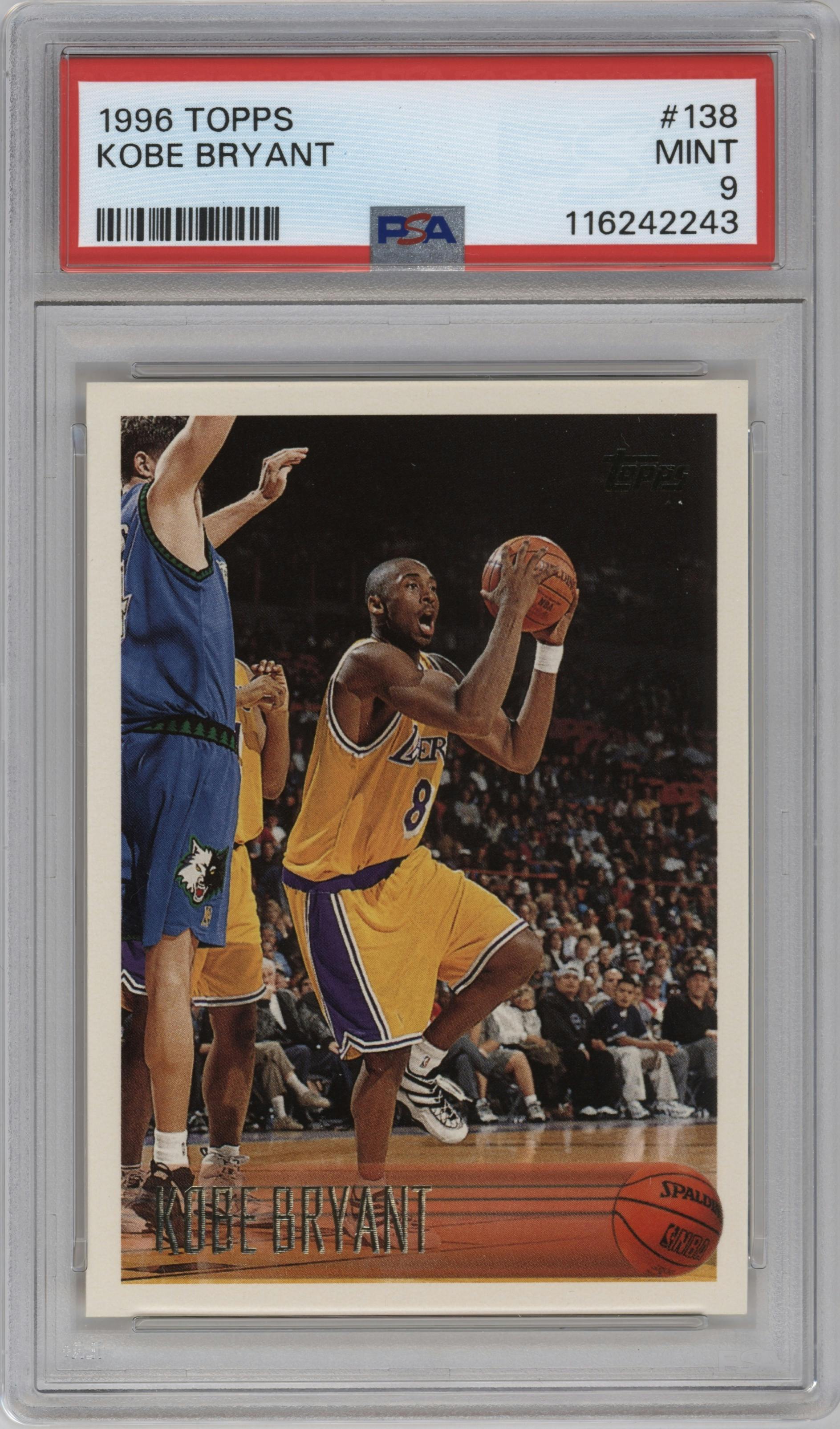 Kobe Bryant  from the 1996-97 Topps set graded by PSA and given an overall grade of 9.