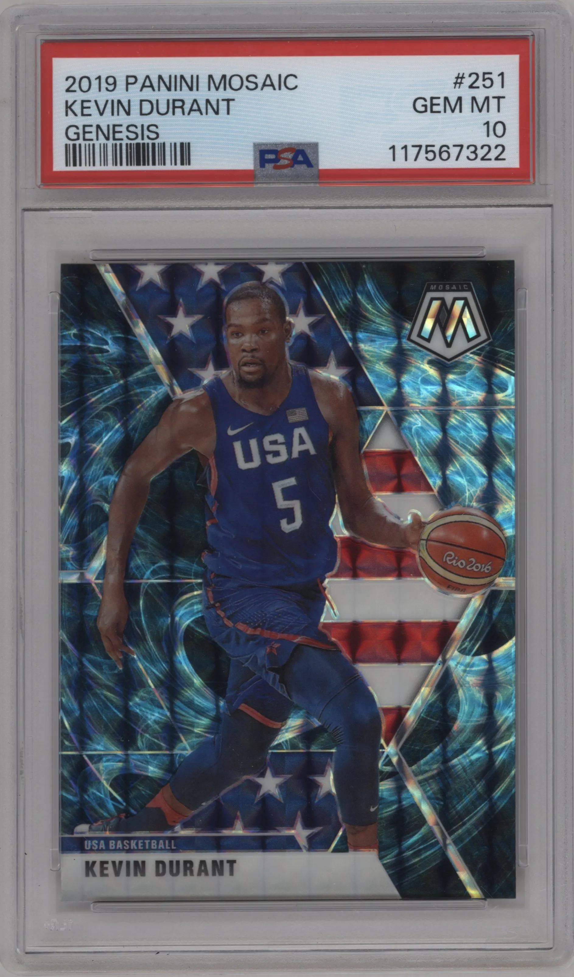 2019 Panini Mosaic Kevin Durant Genesis #251 PSA 10