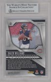 Caleb Williams from the 2024 Panini Prizm set featuring a Silver Prizm parallel graded by Beckett and given an overall grade of 8.5.