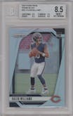 Caleb Williams from the 2024 Panini Prizm set featuring a Silver Prizm parallel graded by Beckett and given an overall grade of 8.5.