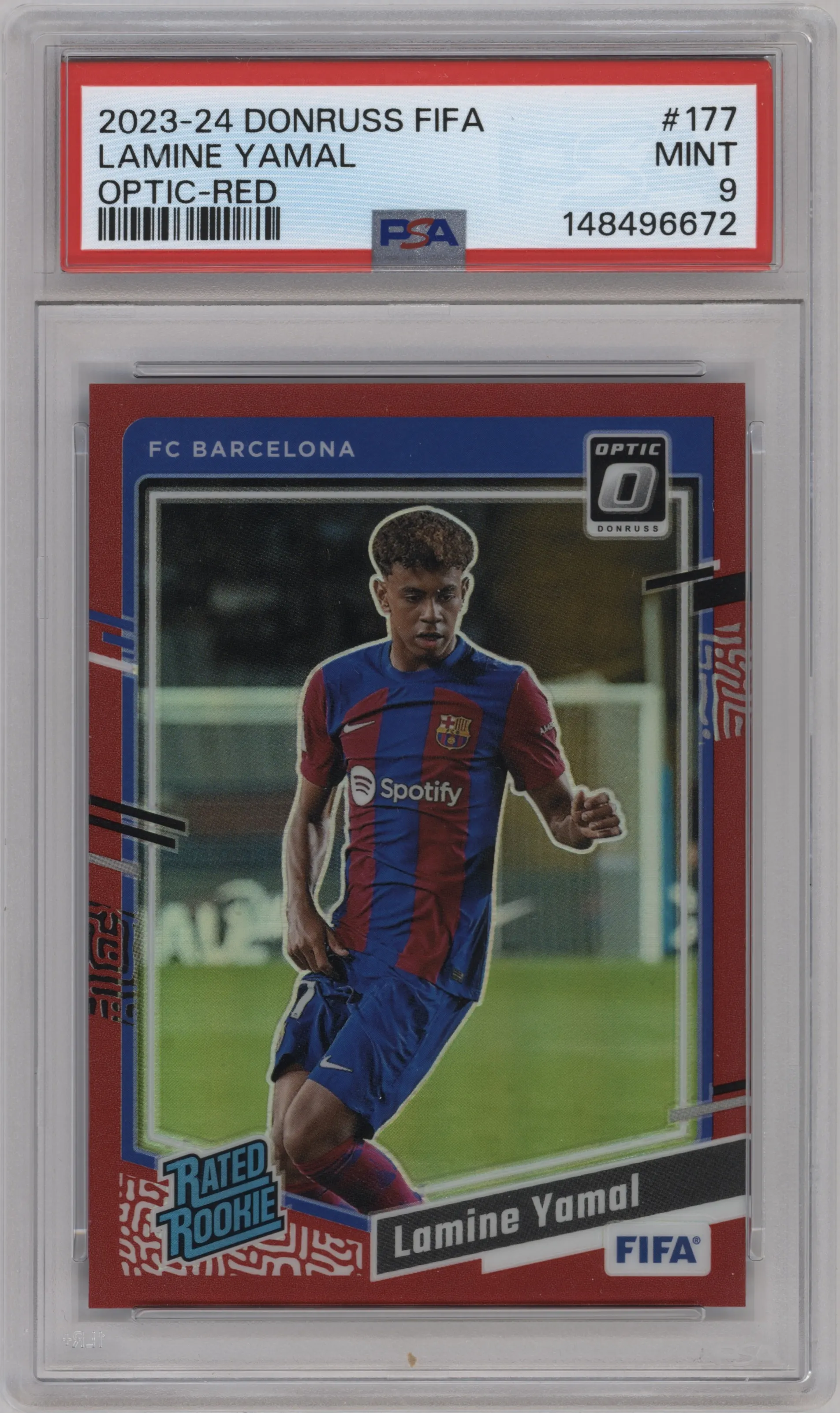 2023 Panini Donruss Opt.Rtd.Rke. Lamine Yamal Red #177 PSA 9