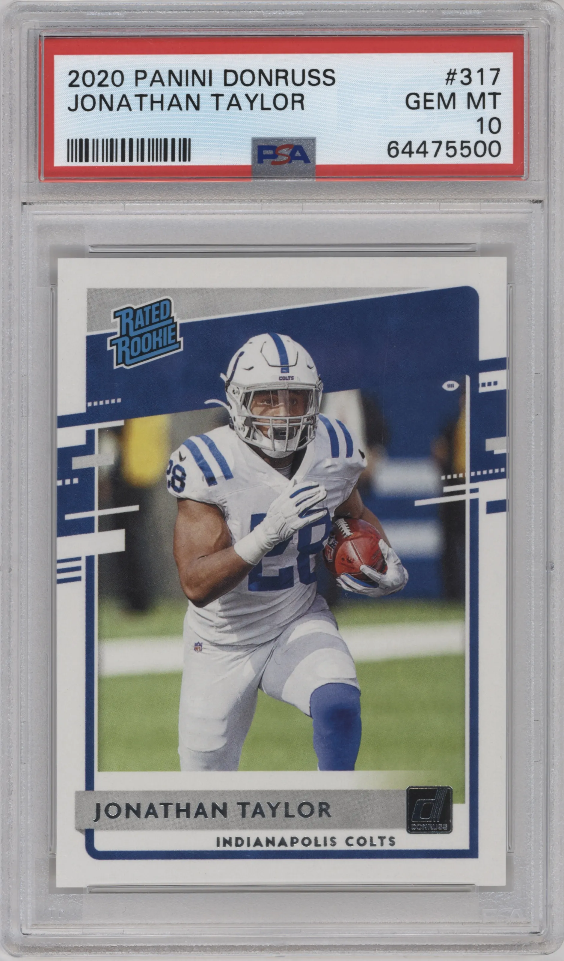 2020 Panini Donruss Rated Rookie Jonathan Taylor #317 PSA 10