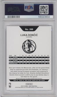 Luka Doncic from the 2018-19 Panini NBA Hoops  set graded by PSA and given an overall grade of 10.