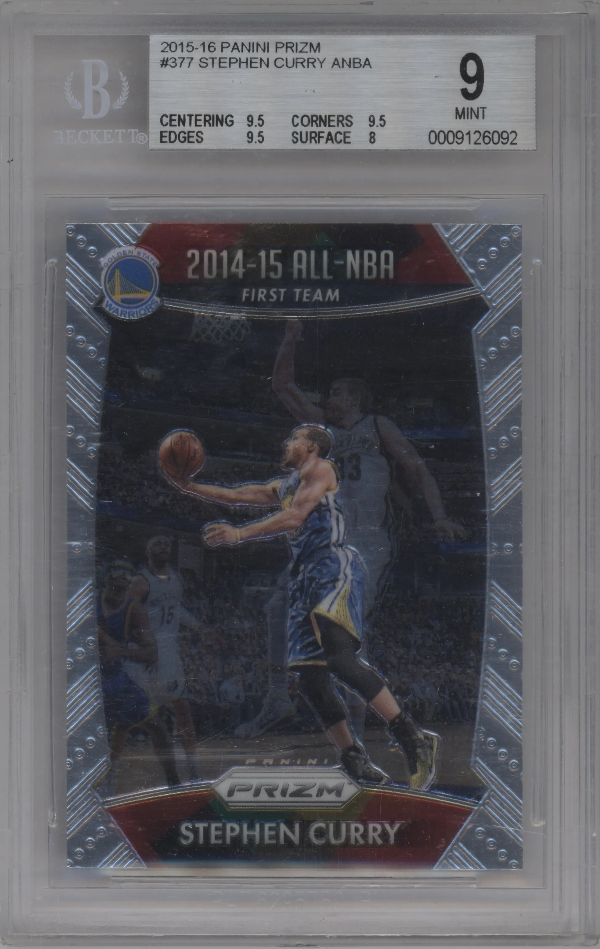 2015 Panini Prizm All-NBA Team Stephen Curry #377 BGS 9