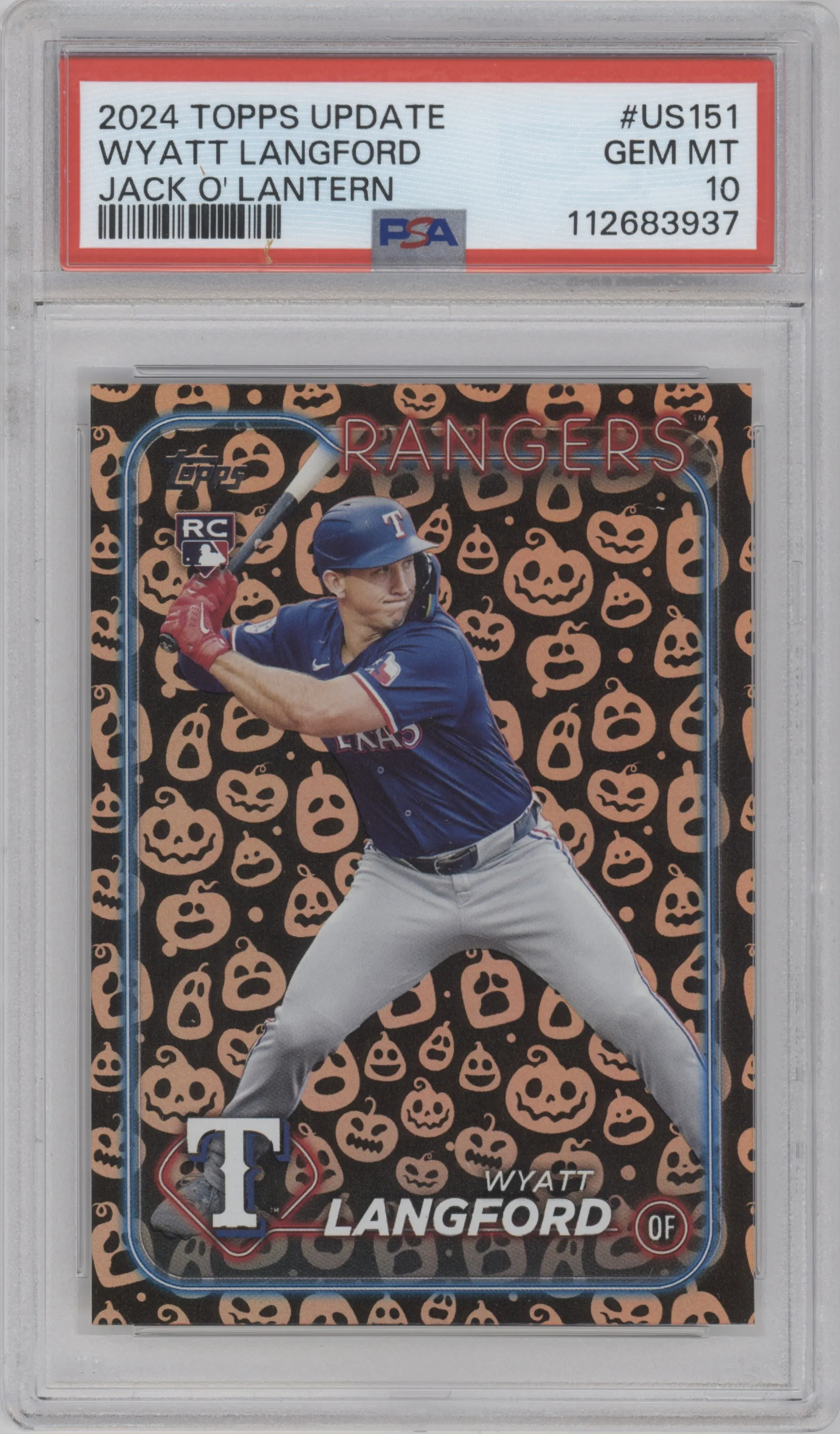 2024 Topps Update Wyatt Langford Holiday Jack O'Lanterns #US151 PSA 10