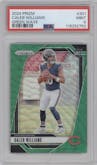 Caleb Williams from the 2024 Panini Prizm set featuring a Green Wave parallel graded by PSA and given an overall grade of 9.
