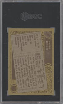 Andre Reed from the 1986 Topps set graded by SGC and given an overall grade of 8.5.