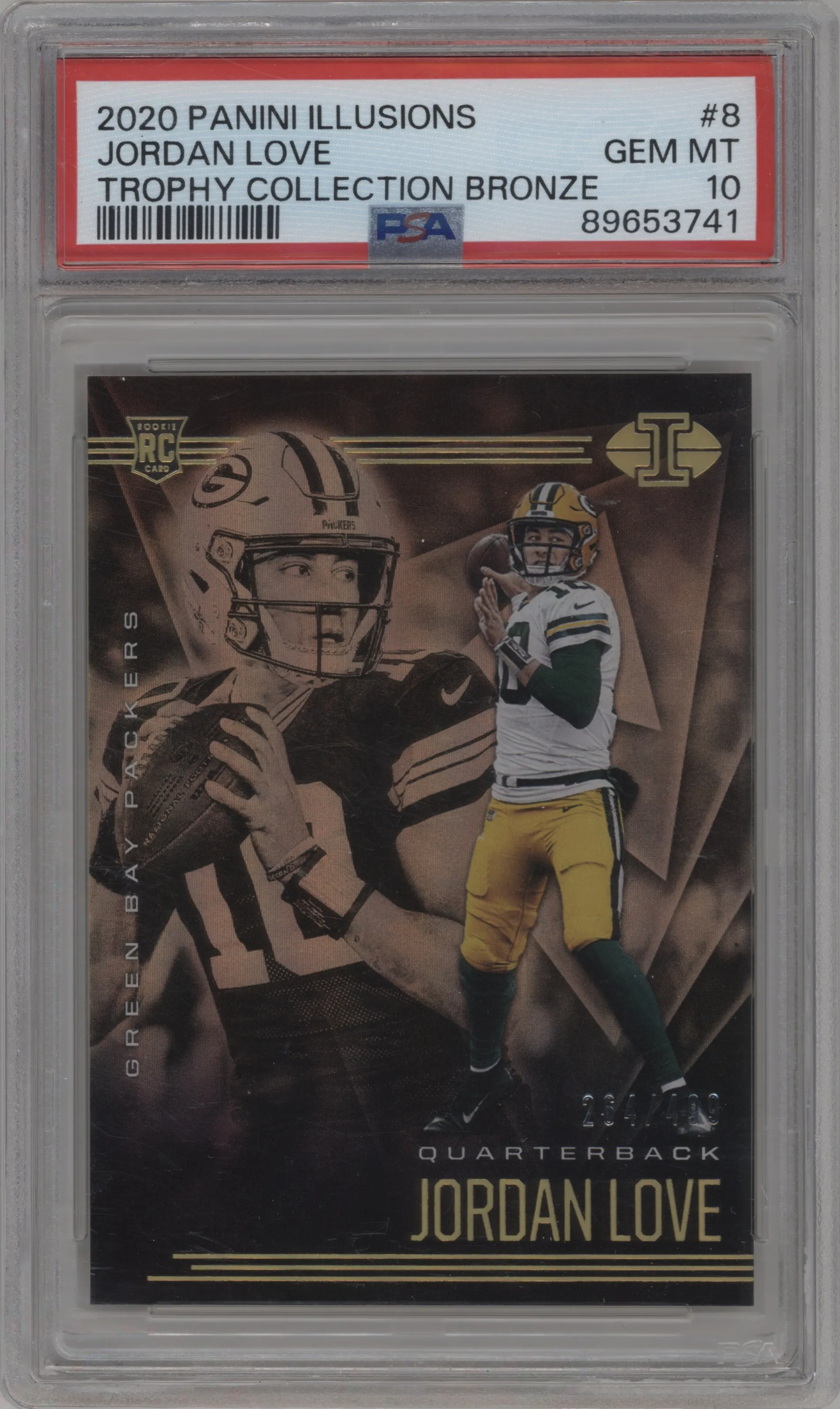 2020 Panini Illusions Jordan Love Trophy Collection Bronze #8 PSA 10